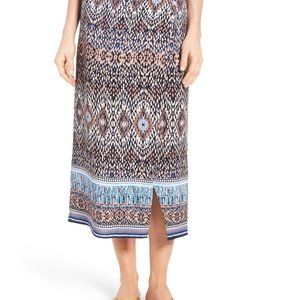 Nic + Zoe size PP slit elastic waist rayon Moroccan print long maxi skirt